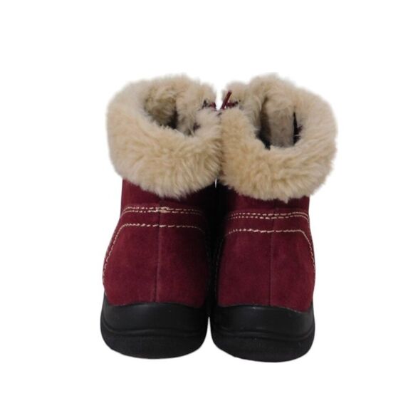 Earth Origins Boots CROWLEY Womens Ankle Winter Suede Leather Burgundy Zip 7.5 M - Picture 3 of 9